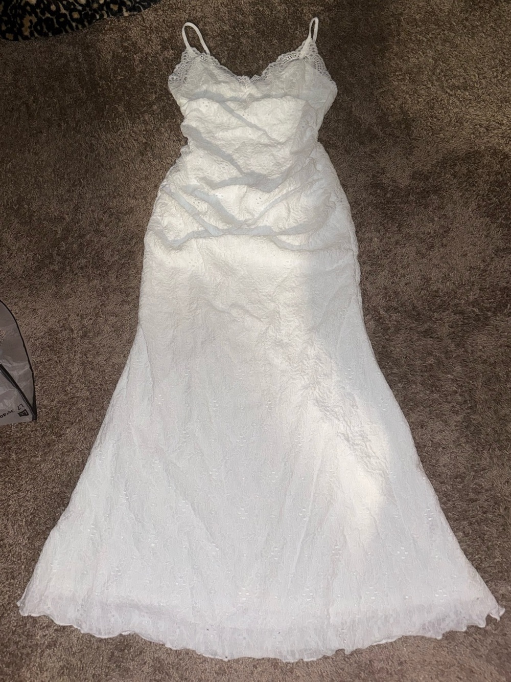 White Slip Ruffle Hem Dress